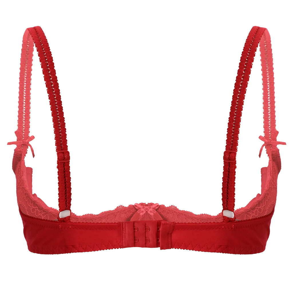Lace Underwire Half-Cup Push-Up Bra