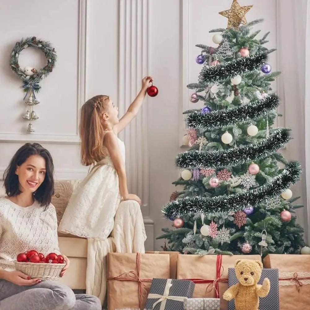 2 m Christmas Garland with Bow & Ball Designs