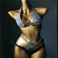 The Venus Vacation High-Waist Bikini – Classic Diamond Rhinestone Showgirl Set