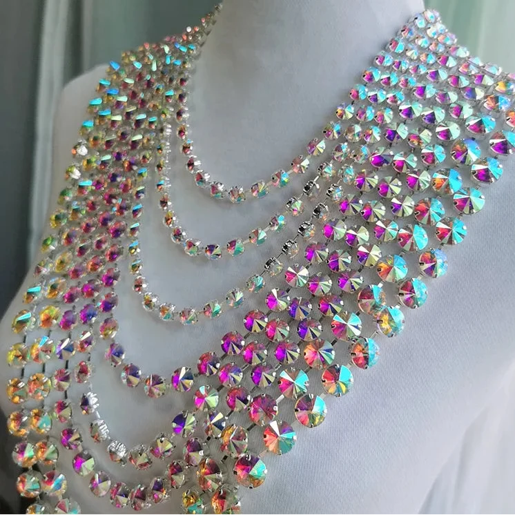 Sparkly Crystal AB Glass Chain Necklace