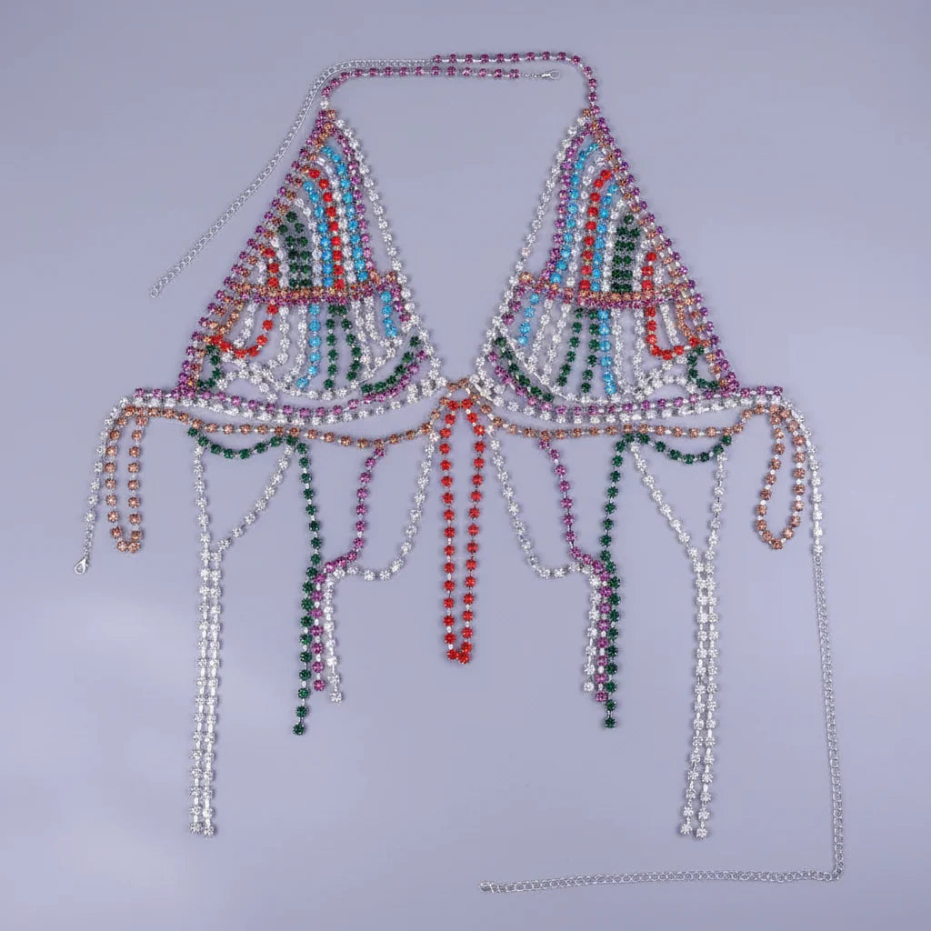 Luxury Crystal Tassel Chest & Waist Chain Bikini Jewelry Set