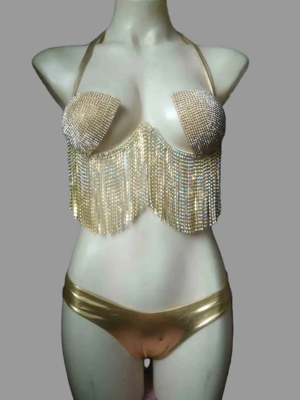 The Stardust Tassel Rhinestone Bikini Set – Luxury Stage & Showgirl Fringe Swimwear