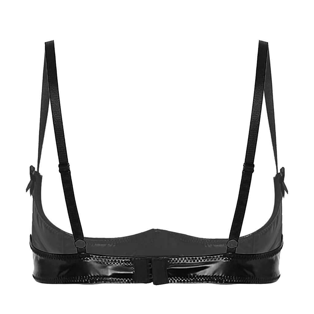 Patent Leather Underwired Open-Cup Bra