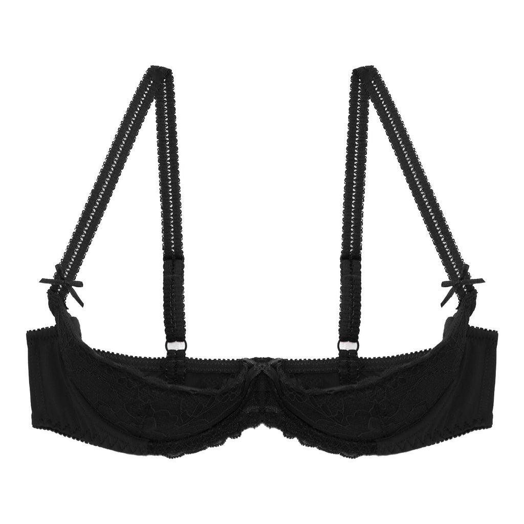 Lace Underwire Half-Cup Push-Up Bra
