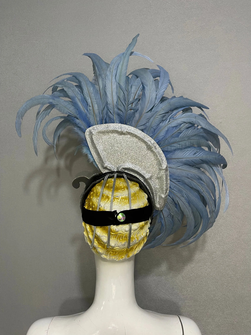 The Stardust Mirage – Exquisite Blue Feathered Samba Carnival Headdress