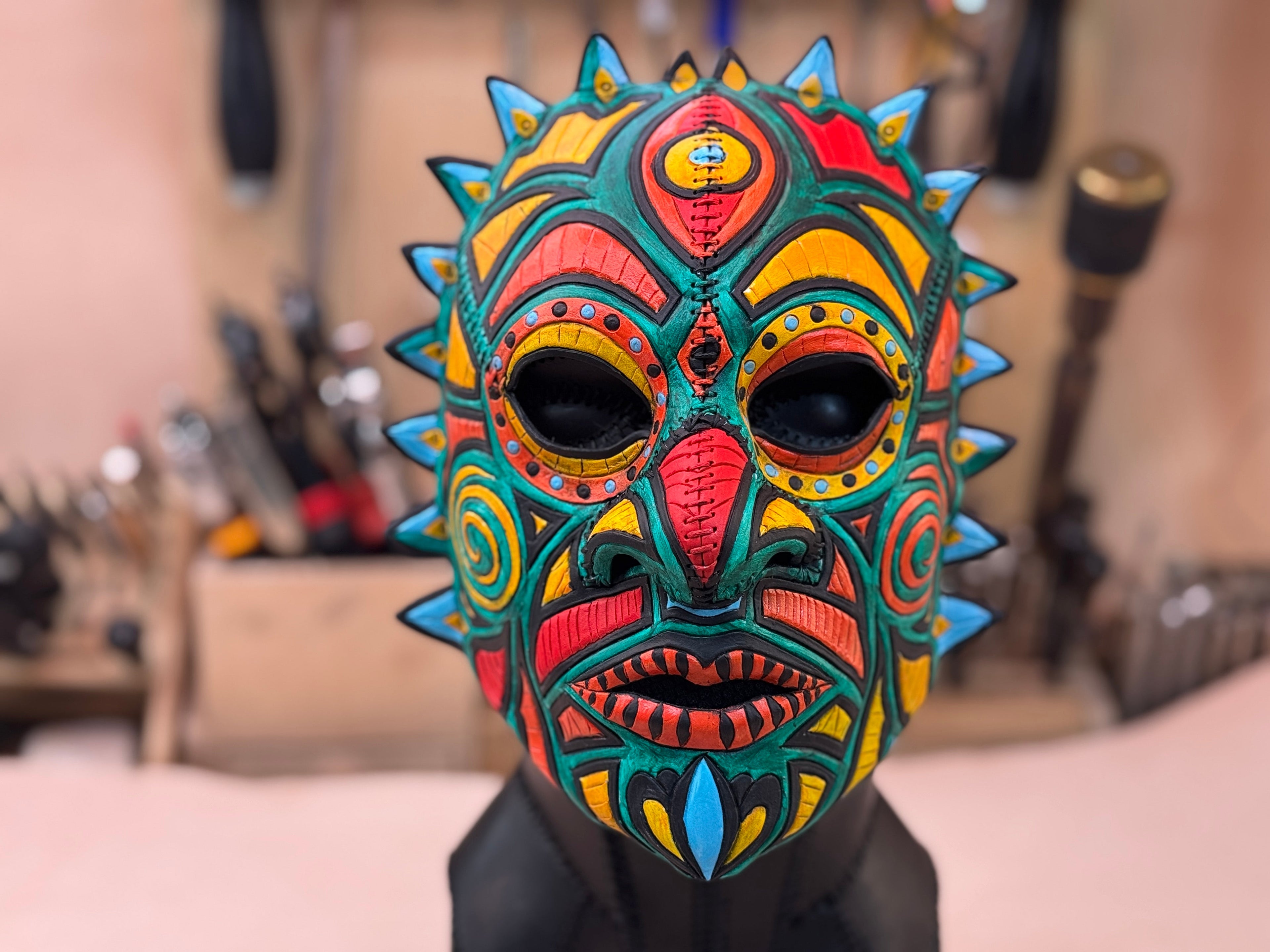 Leather Tribal Mask Printable Pattern Bundle — Intermediate + Advanced