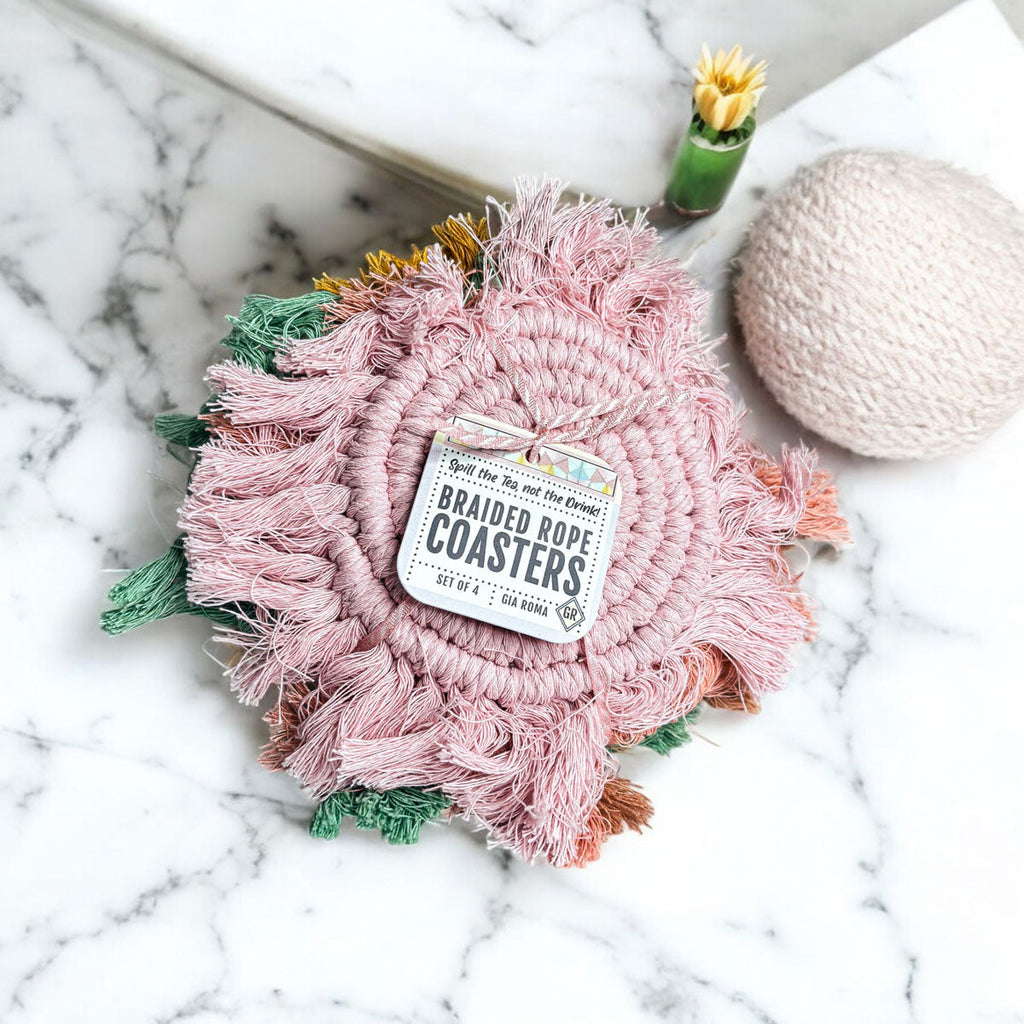 Pastel Braided Tassel Coasters