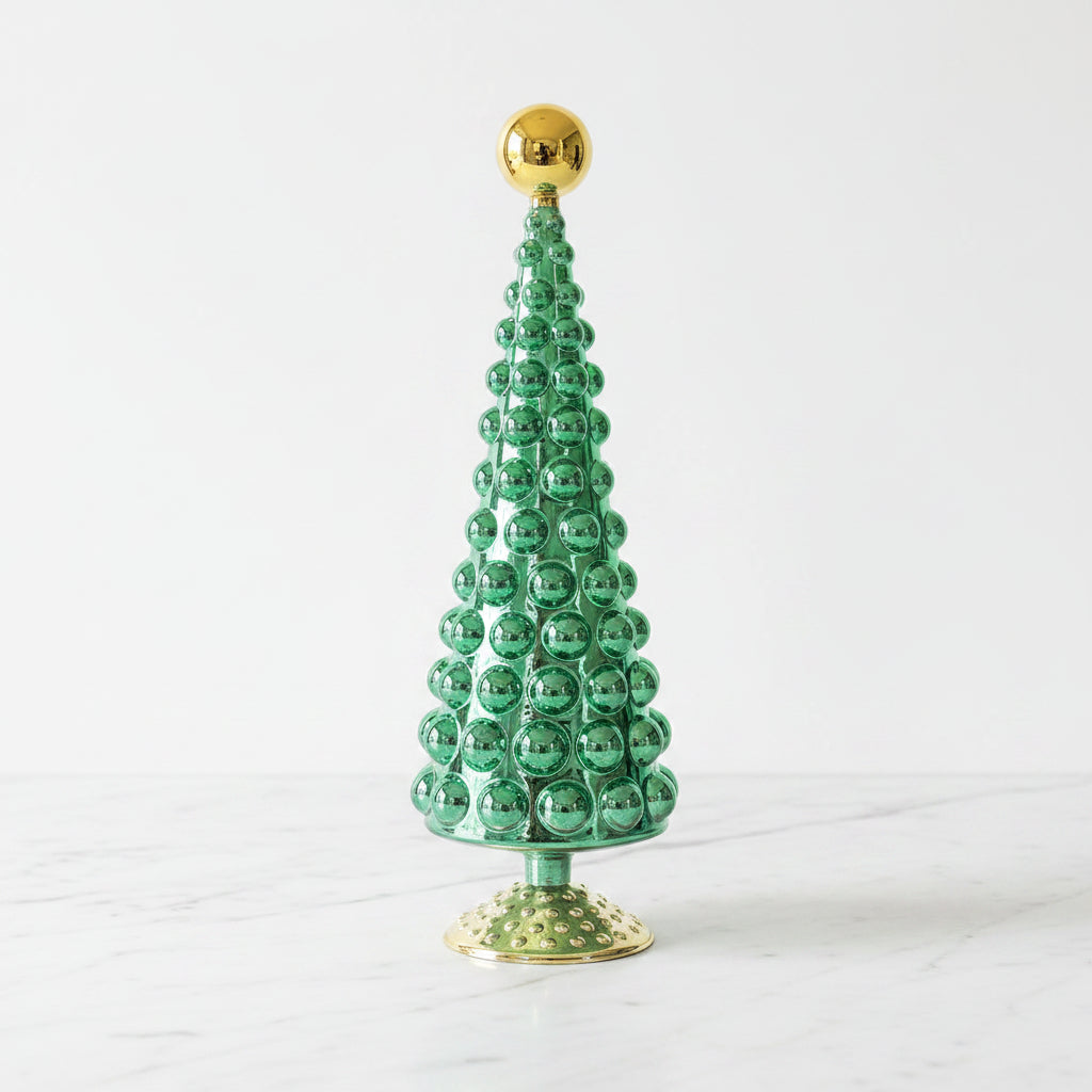 Green Mercury Glass Hobnail Christmas Tree