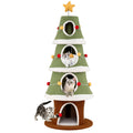Large Christmas Cat Tree for Indoor Cats 61 Inch Cute Cat Tower with 4 Condos-Green