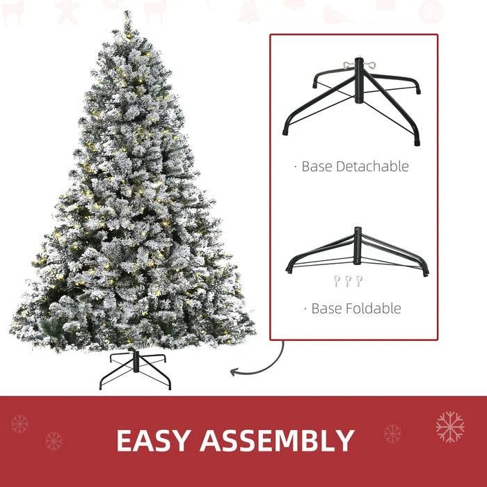 Flocked Pre-Lit Artificial Fir Christmas Tree, 7.5 to 9 ft