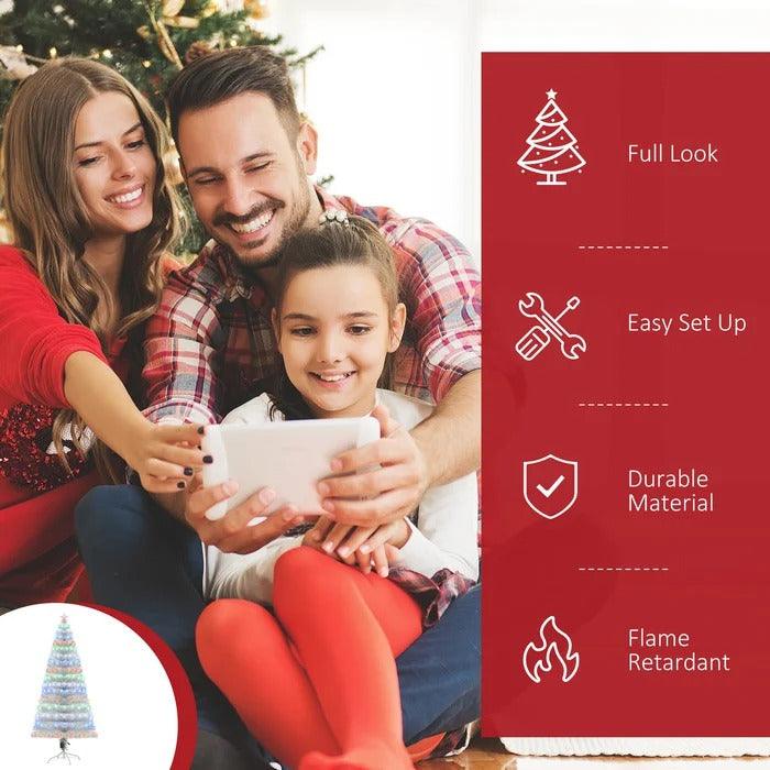 Flocked Pre-Lit Artificial Fir Christmas Tree, 7.5 to 9 ft