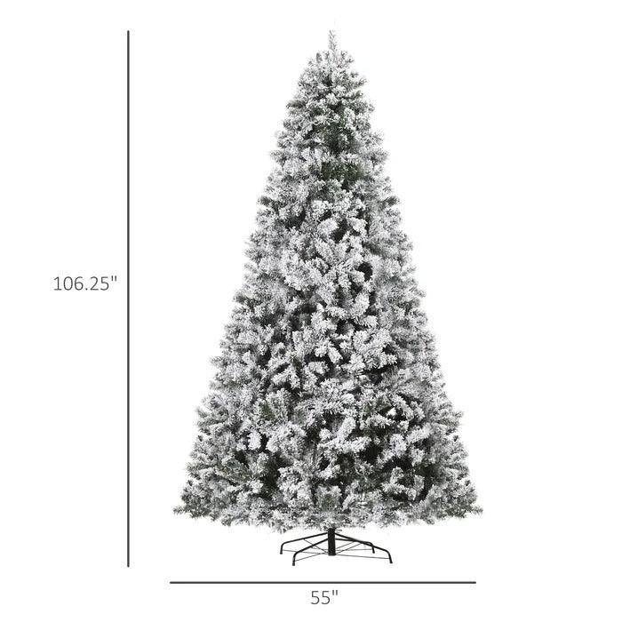 Flocked Pre-Lit Artificial Fir Christmas Tree, 7.5 to 9 ft