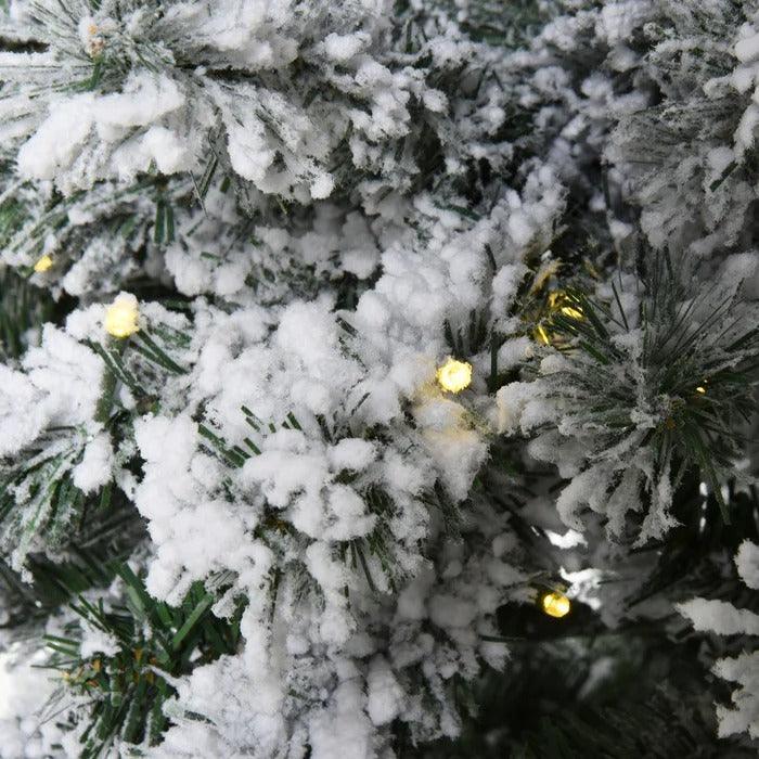 Flocked Pre-Lit Artificial Fir Christmas Tree, 7.5 to 9 ft