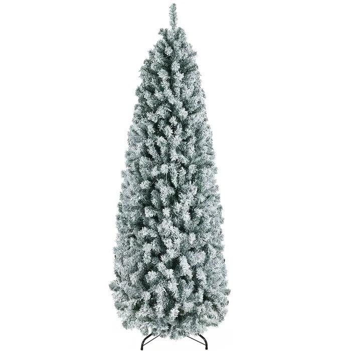 Snow-Flocked Pencil Spruce Pre-Lit Christmas Tree, 6 to 9 ft