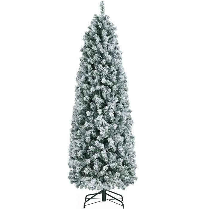 Snow-Flocked Pencil Spruce Pre-Lit Christmas Tree, 6 to 9 ft
