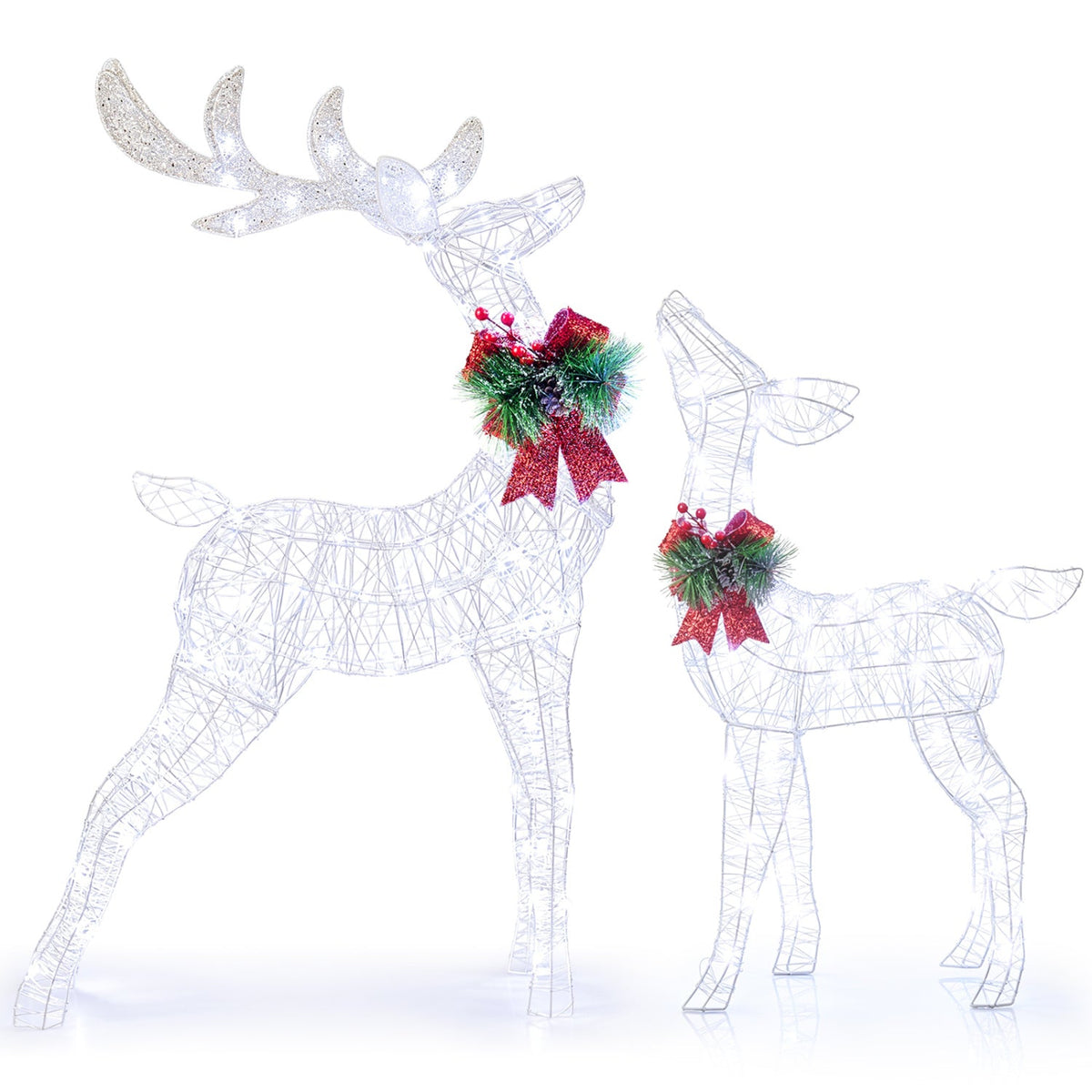 Lighted Christmas Reindeer Set with 170 Cold White LED Lights