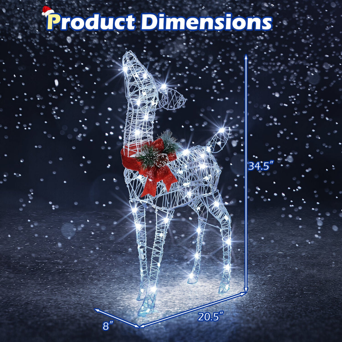 Lighted Christmas Reindeer Set with 170 Cold White LED Lights