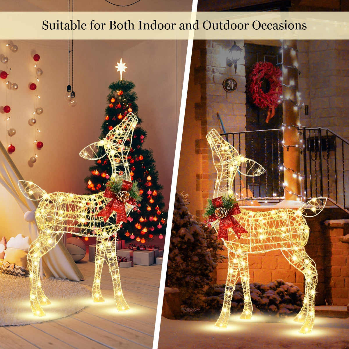 34.5 Inch Lighted Christmas Reindeer Decoration with 50 Warm White LED Lights