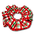 Striped Red Plaid Christmas Bullet Scrunchie