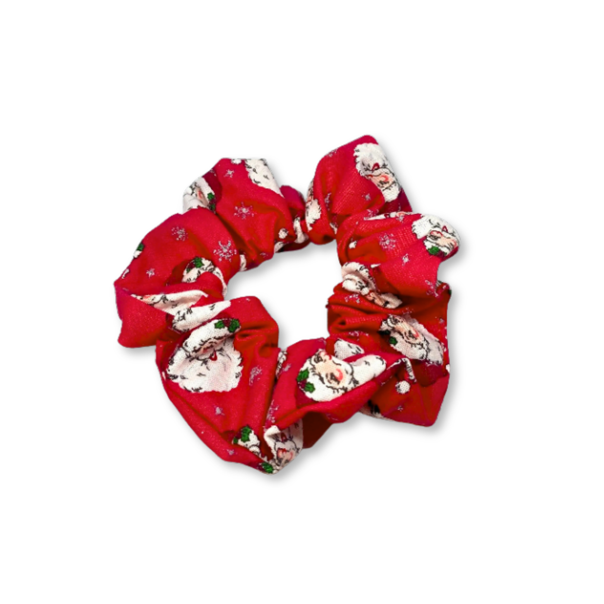Mini Red Santa Glitter Christmas Scrunchie