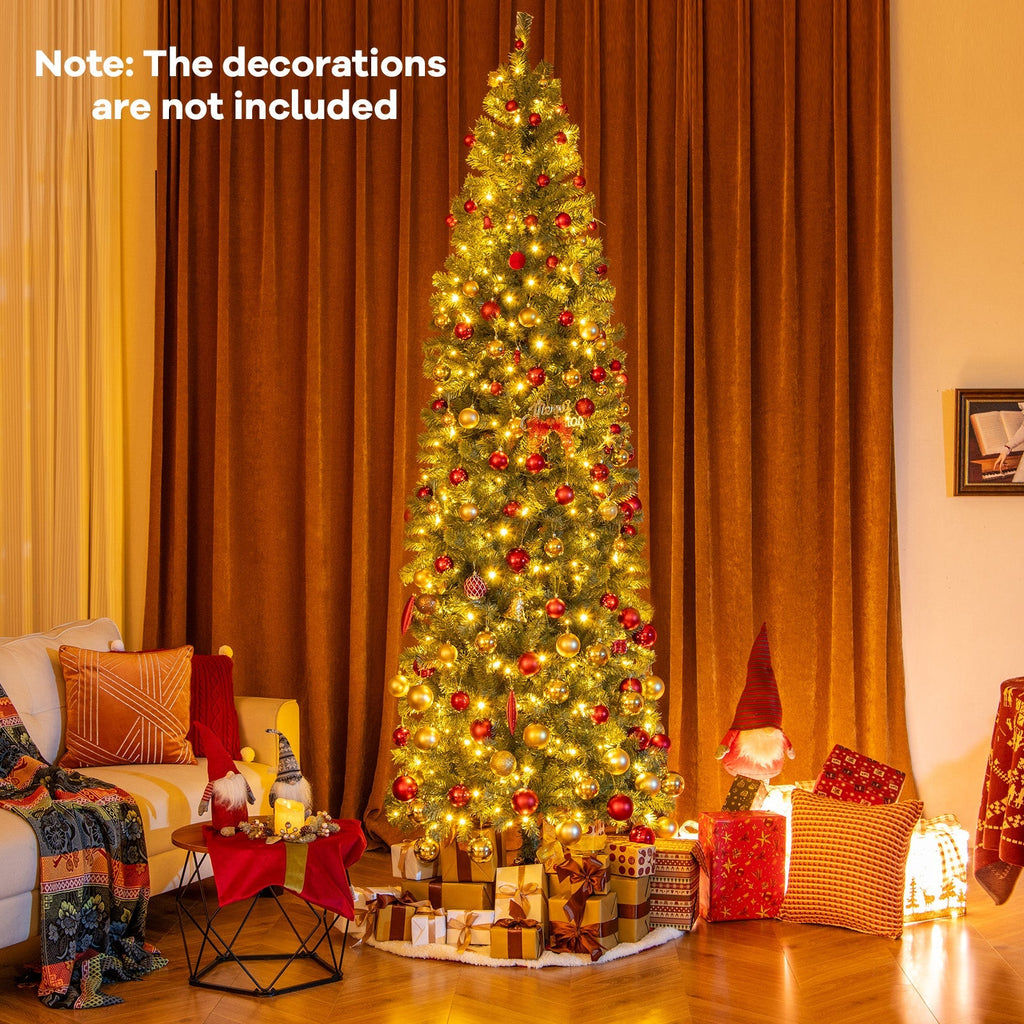 Pre-Lit Blue Artificial Christmas Tree Slim with 9 Lighting Modes