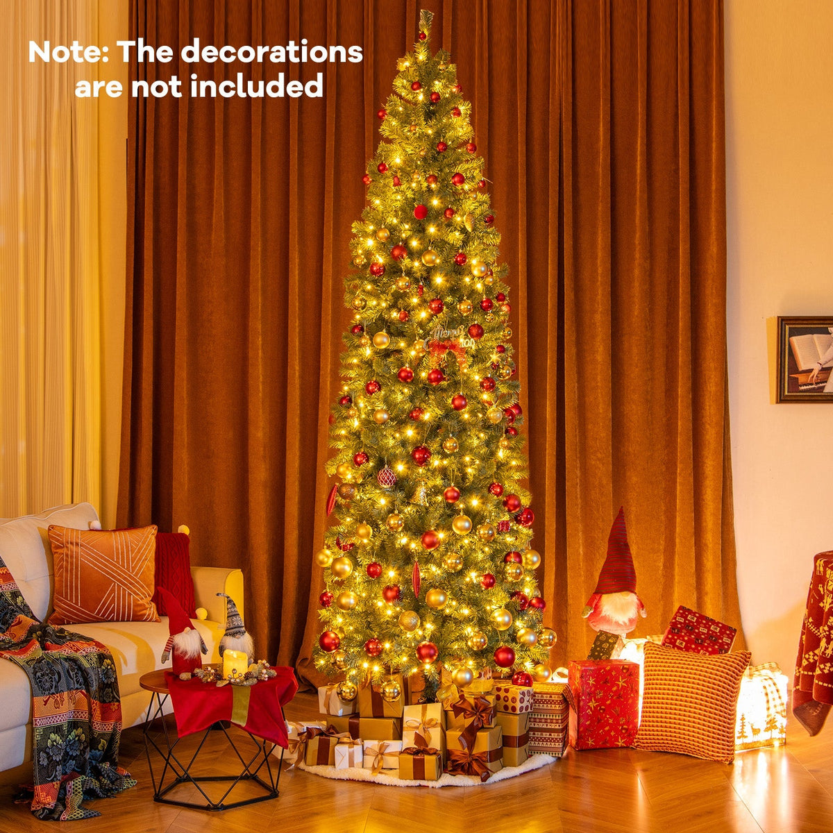 Pre-Lit Blue Artificial Christmas Tree Slim with 9 Lighting Modes