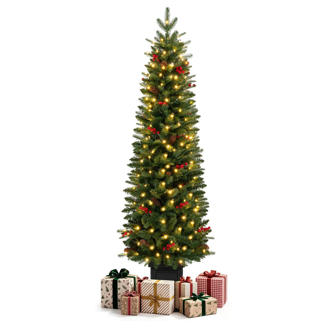 Pre-Lit Potted Christmas Tree with Warm White LED Lights