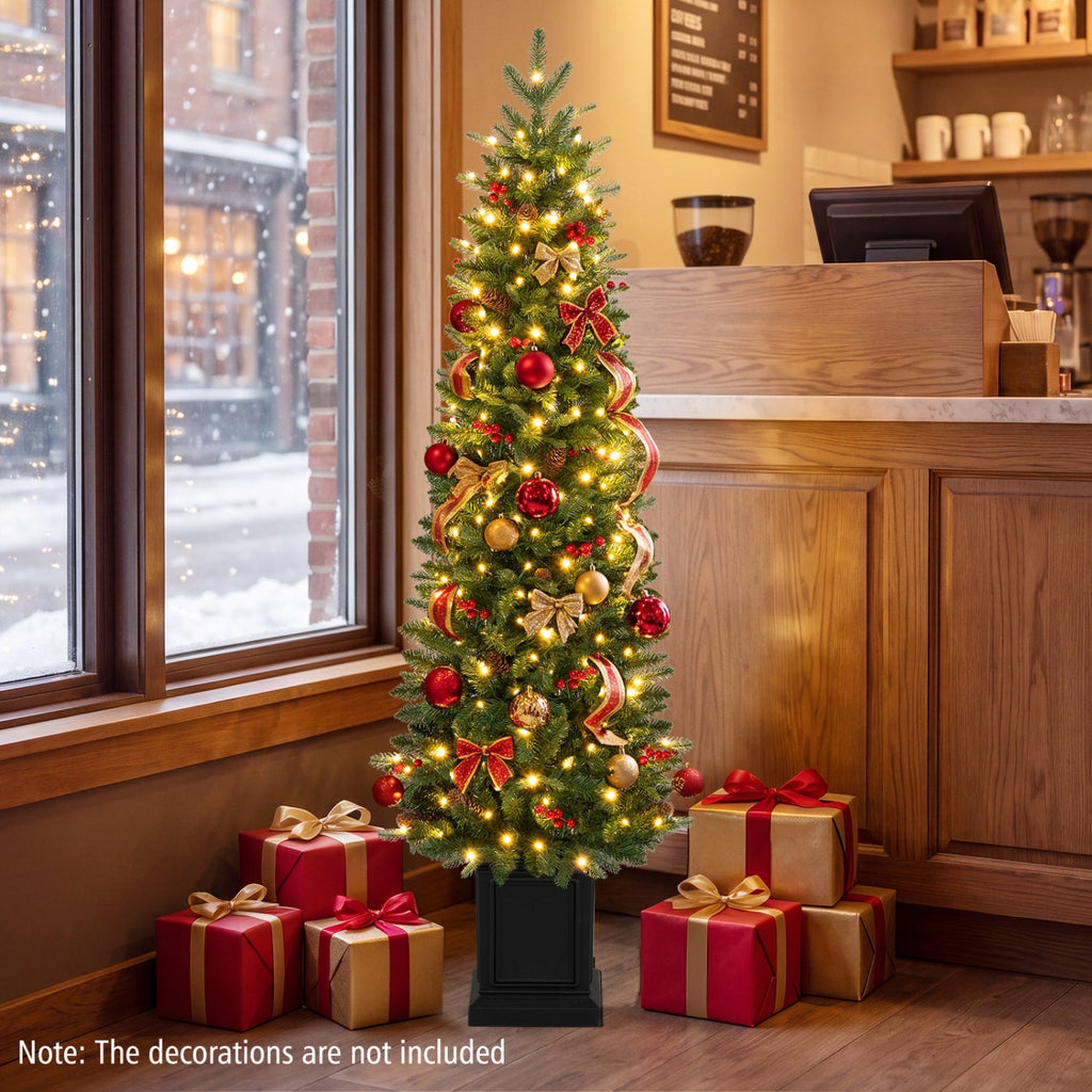 Pre-Lit Potted Christmas Tree with Warm White LED Lights