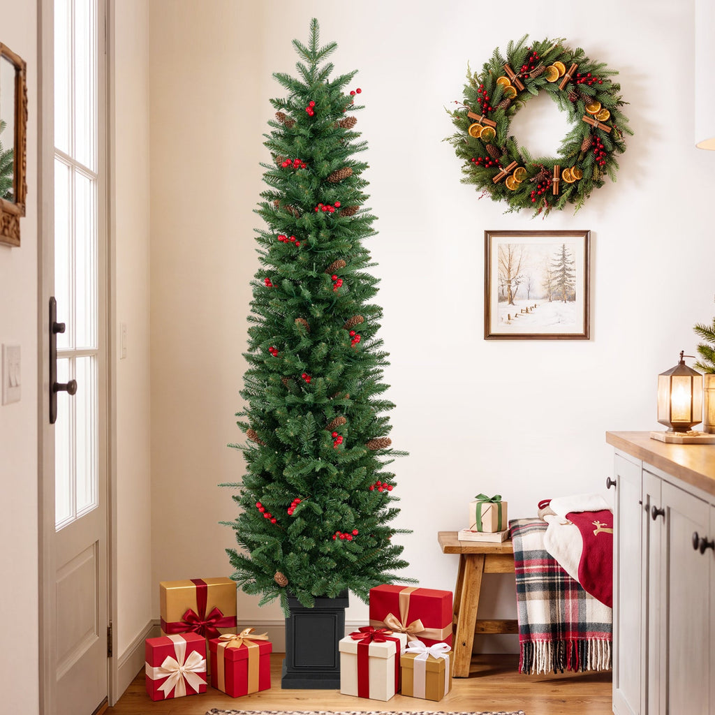 Pre-Lit Potted Christmas Tree with Warm White LED Lights