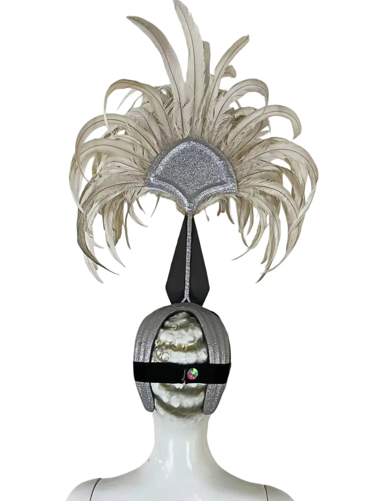 The Stardust Dionysia – Off-White Feather Carnival & Masque Ball Headdress