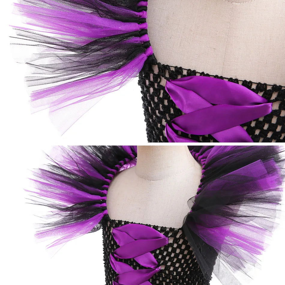 Girls Maleficent Costume Dress – Luxury Villain Tulle Gown