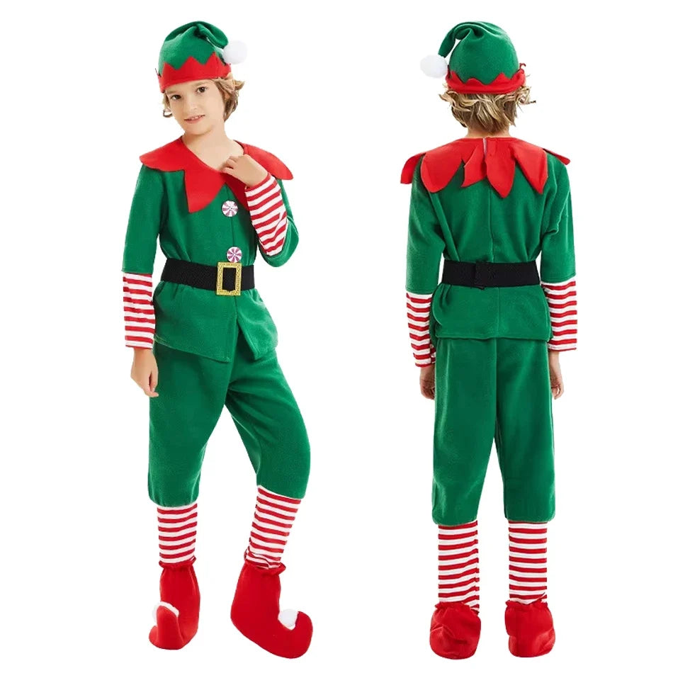 Kids Christmas Elf Costume Set – Santa Claus Festive Outfit