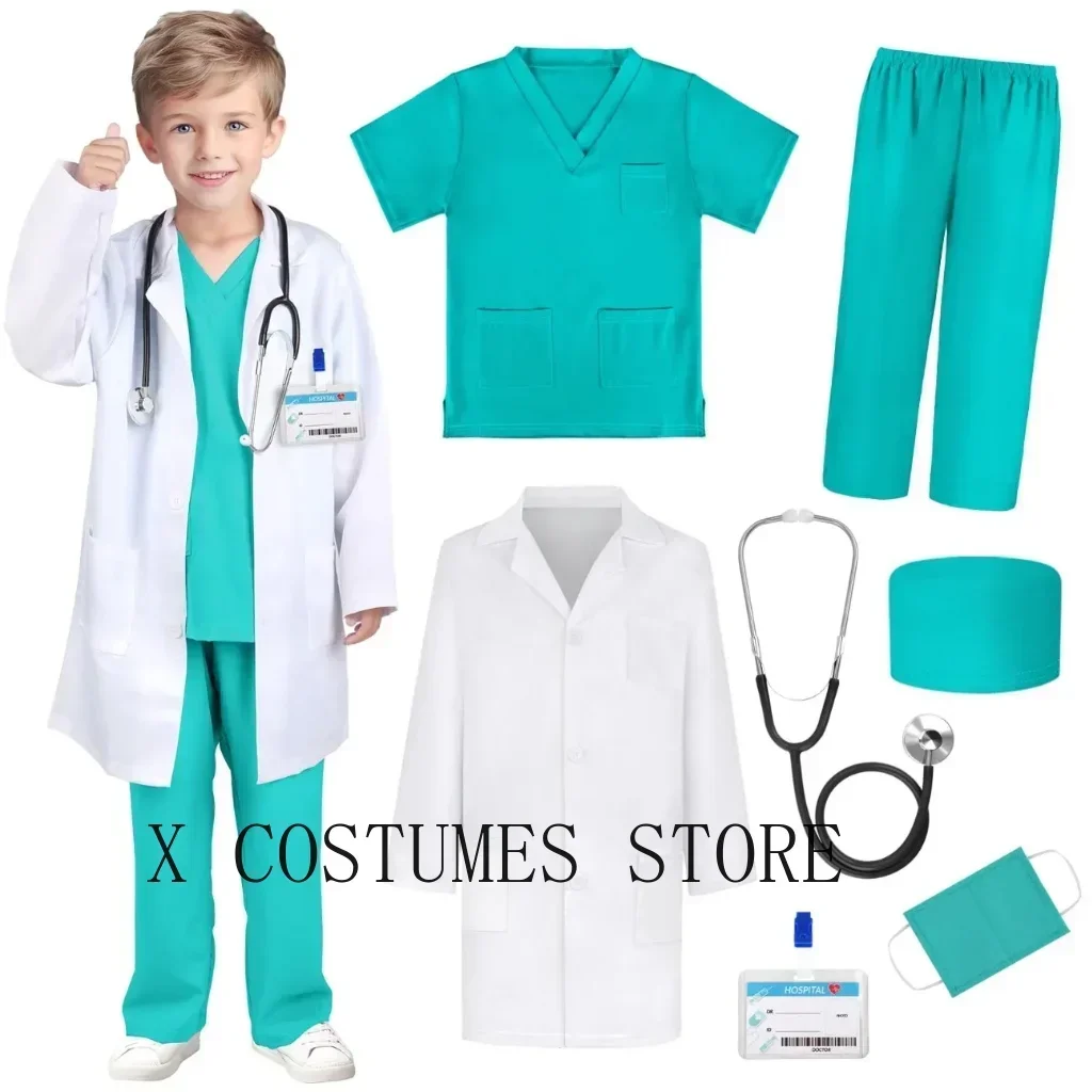 Kids Doctor Nurse Cosplay Costume – Surgical Uniform Role Play Outfit