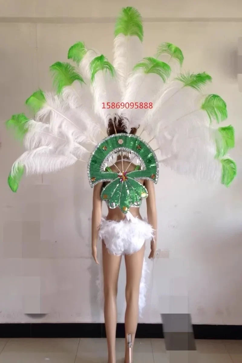 Sequined Butterfly-Style Costume Backpiece with Draped Chain