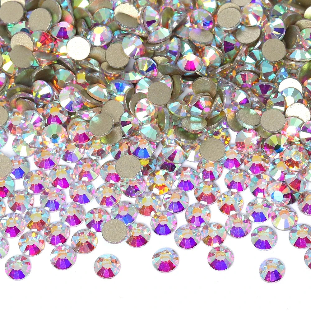 SS3-SS60 AB Gold Bottom Non-Hotfix Glass Flatback Rhinestone