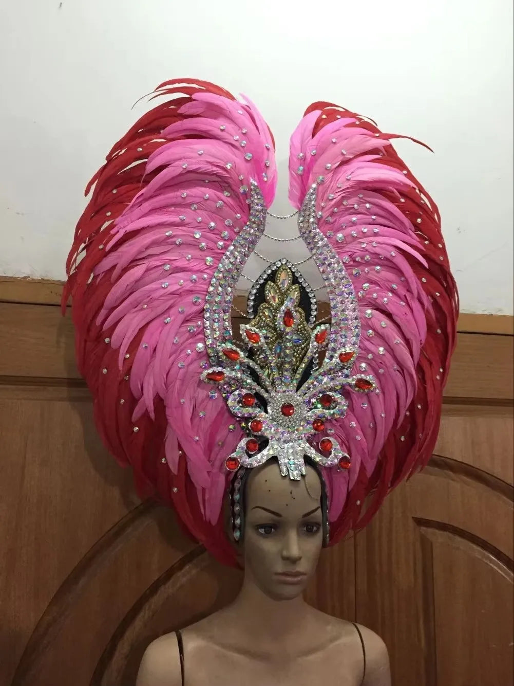 Feather headdress samba costume carnival halloween party bar performance hat makeup dance wings parade