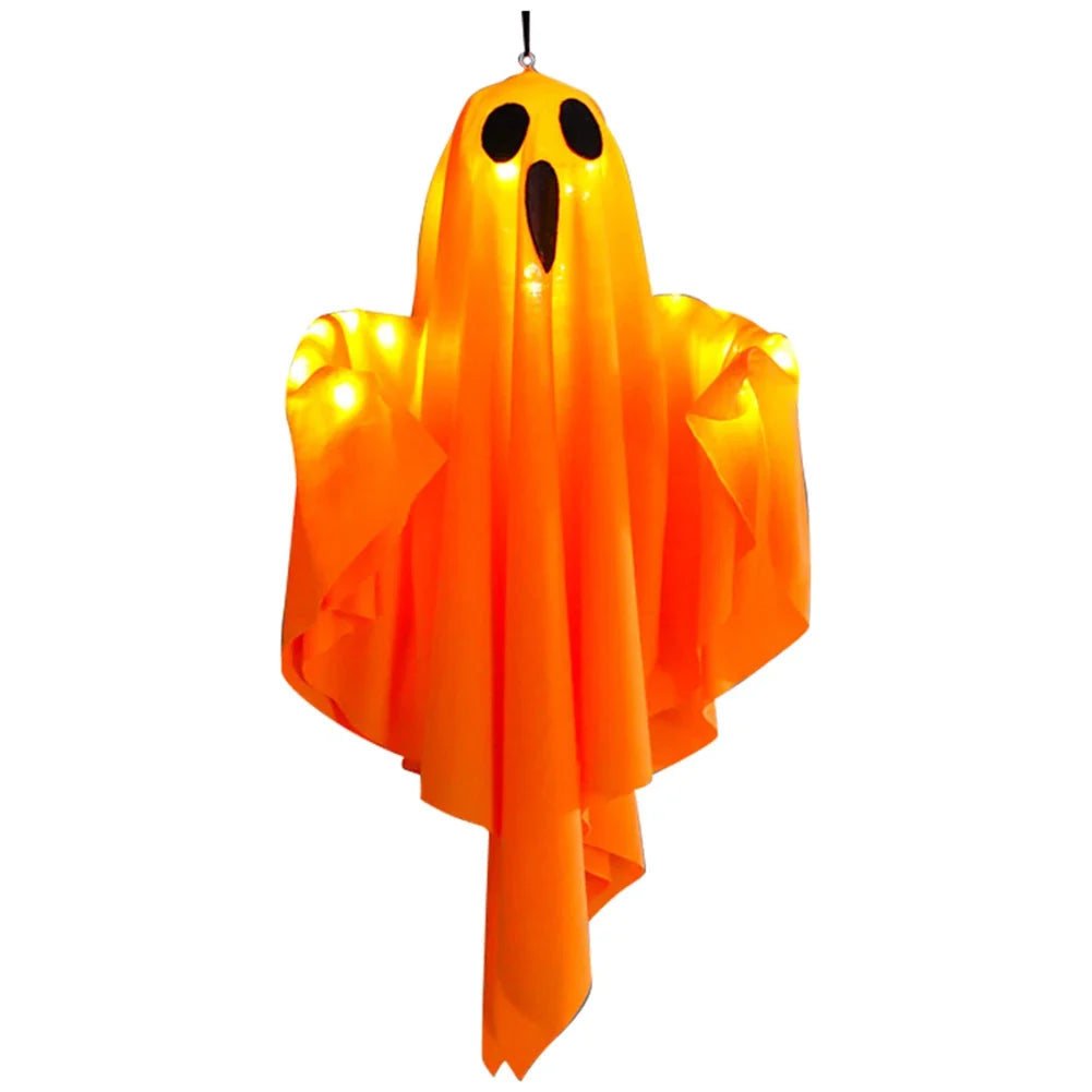 Halloween Glowing White Ghost LED Hanging Ghosts Horror Props with Fairy Light Indoor Outdoor Haunted House Halloween Decoration