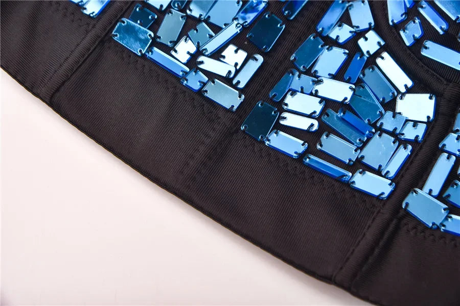 The Stardust Prism Siren – Mirror Embellished Push-Up Bustier Corset Top