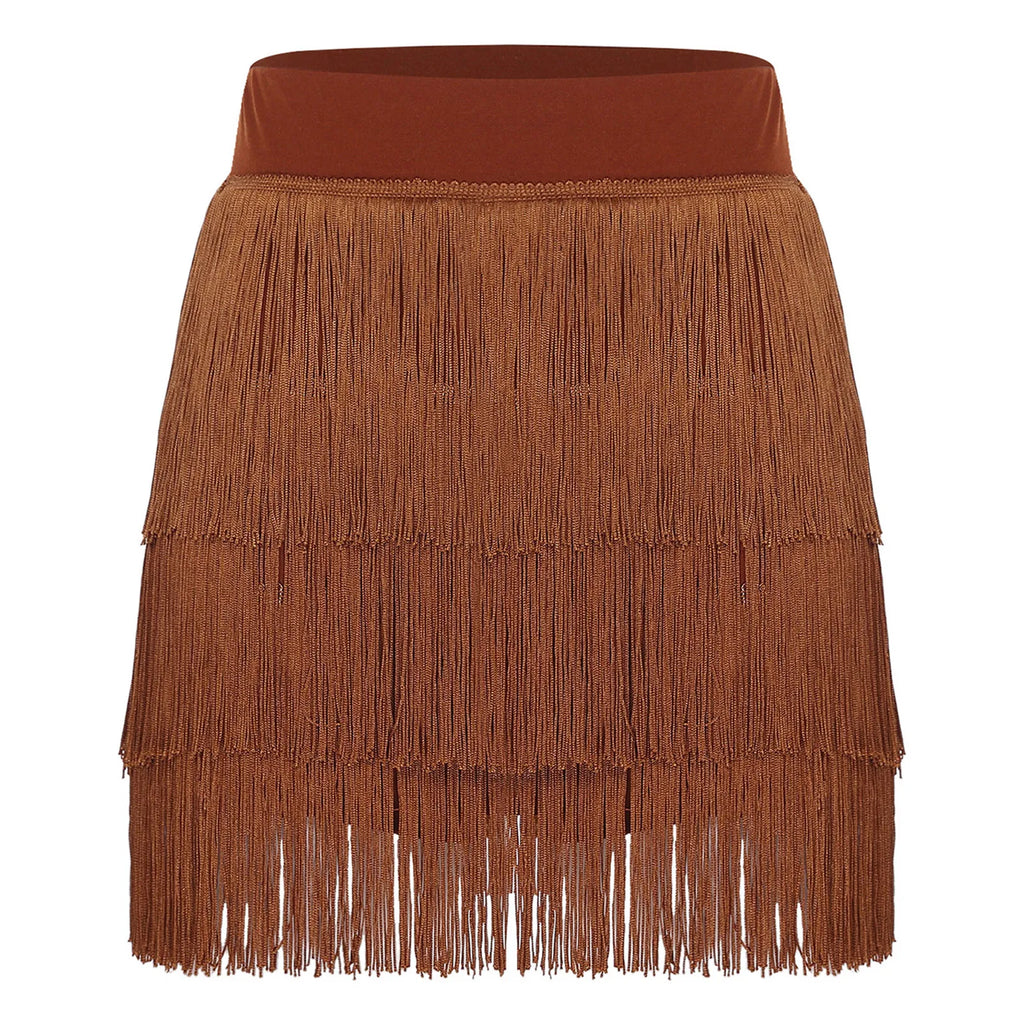 The Stardust Havana Fringe Skirt – High-Waist Tiered Tassel Performance Skirt