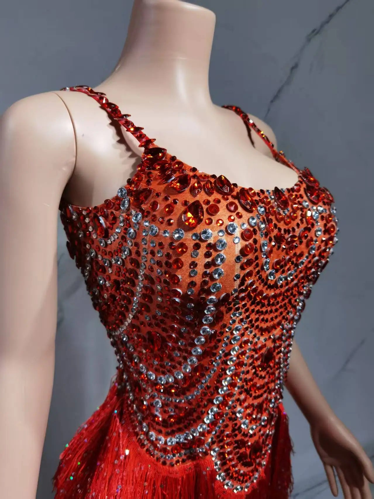 The Stardust Festival Fringe Bodysuit – Luxury Rhinestone Tassel Showgirl Costume