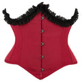 Gothic Underbust Corset Bustier Lace Ruffle Trim Front Busk Waist Cincher