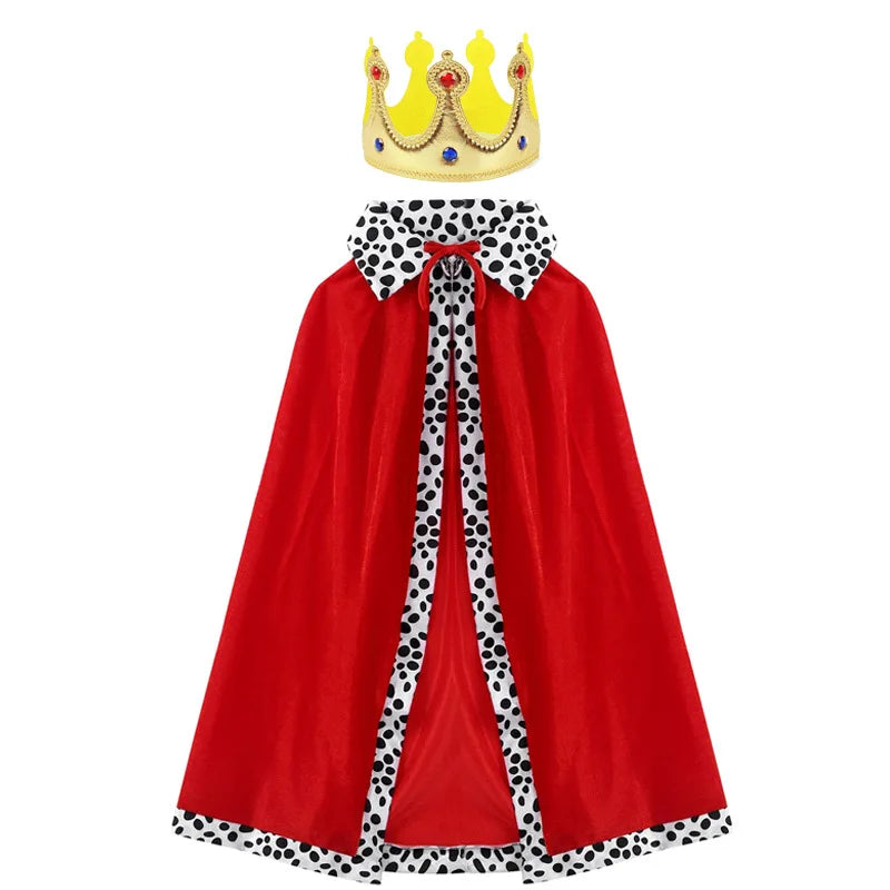 King Prince Cape Cosplay Costume with Crown – Royal Cloak Set