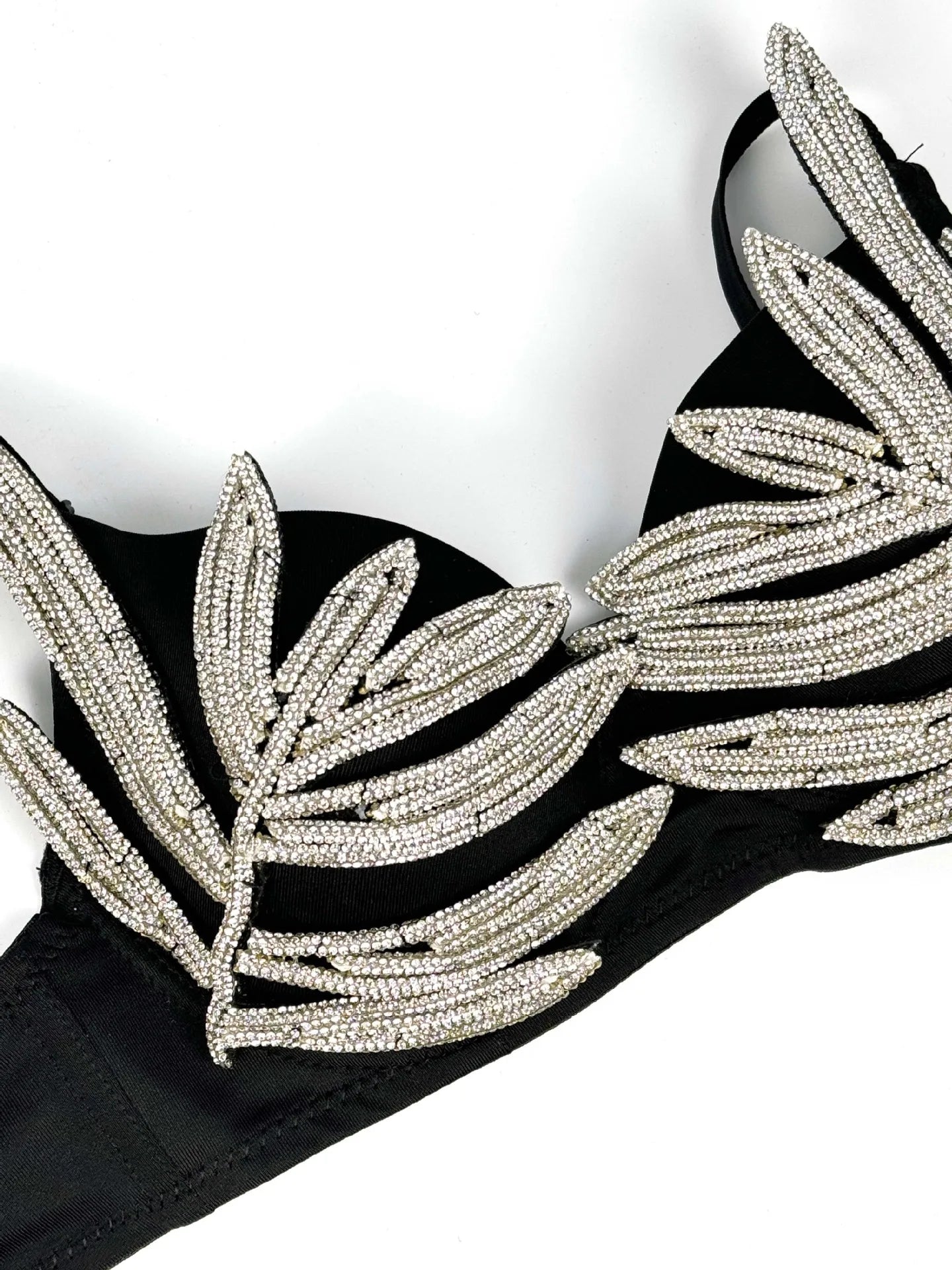Diamond Rhinestone Leaf Embroidered Bustier Top & Corset Bralette