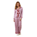 Women's 2025 Christmas Pajama Sets Fashionable Santa Printed Front Tie Ruffle Tops with Pants Two Pieces Soft Sleepwear