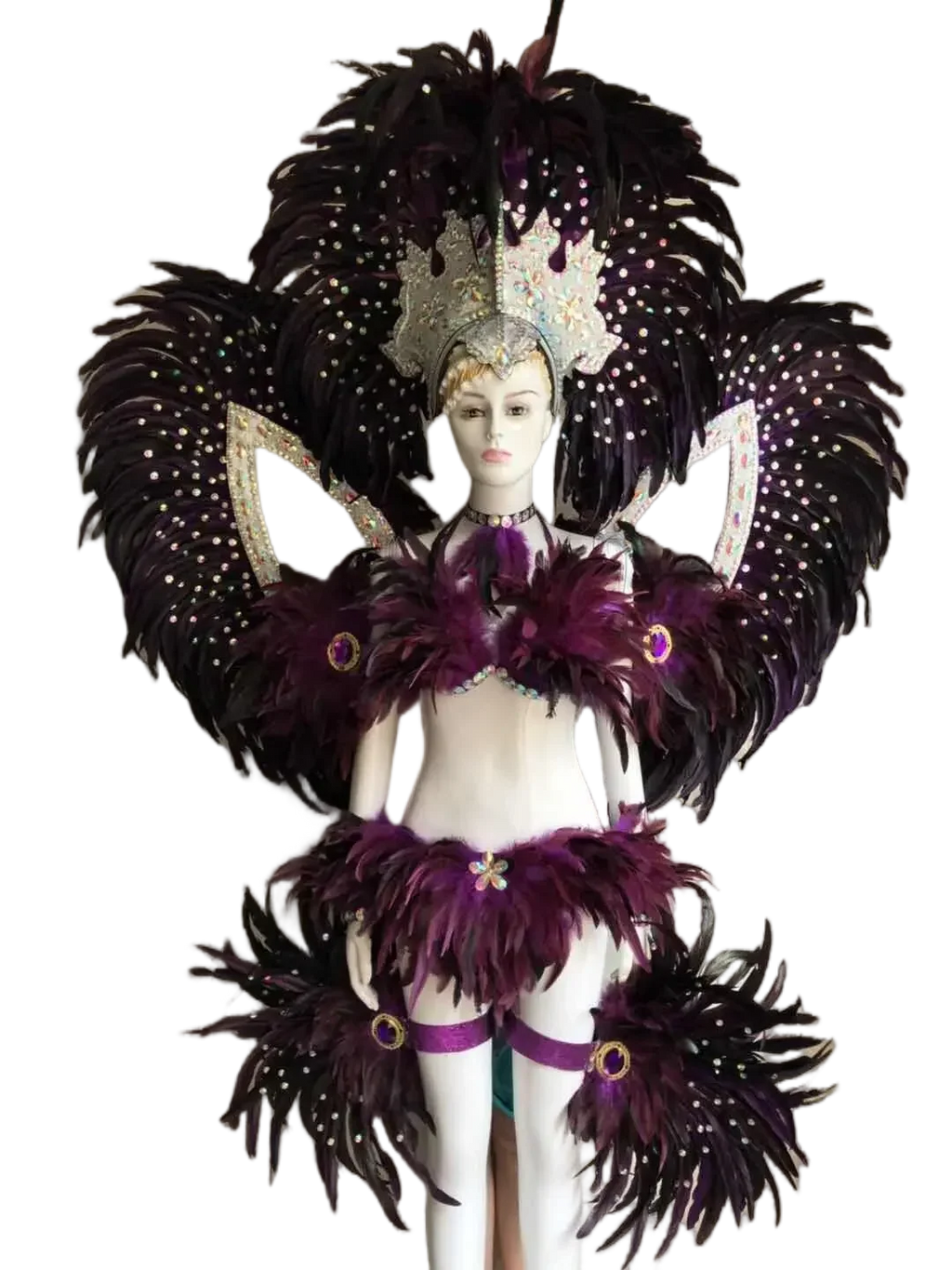 Jewel-Toned Feathered Wings and Headdress Set