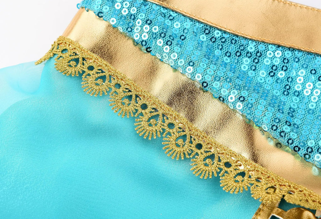 Kids Jasmine Princess Costume Dress – Aladdin Magic Lamp Outfit