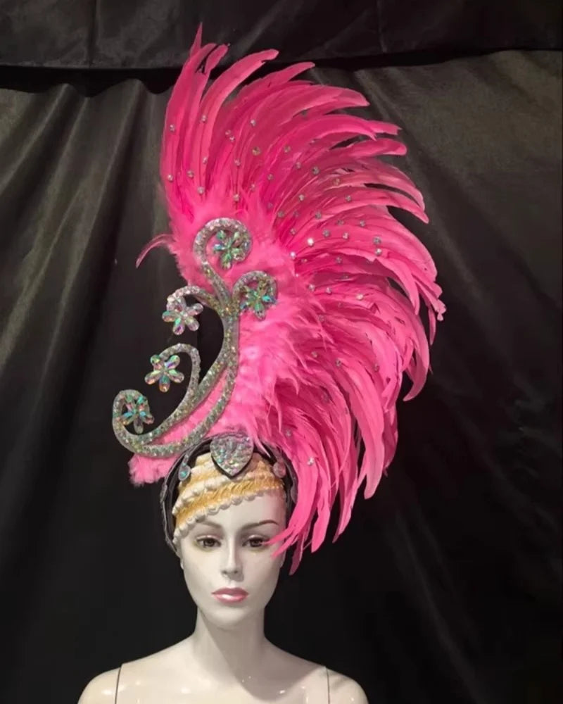 The Stardust Royal Plume – Feathered Carnival & Cabaret Stage Headdress