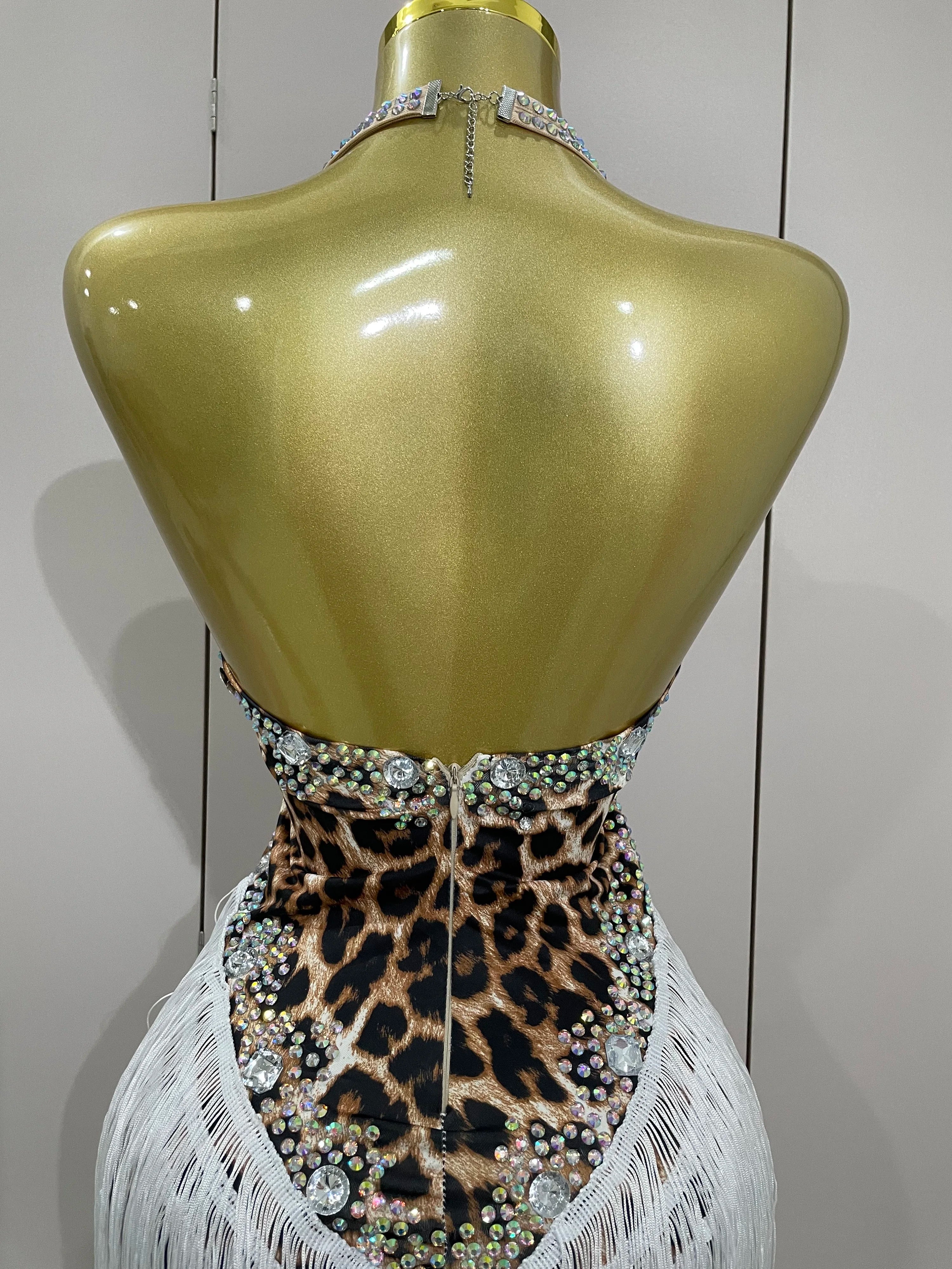 The Wildcat Stardust Tassel Bodysuit – Luxury Rhinestone Leopard Showgirl Costume