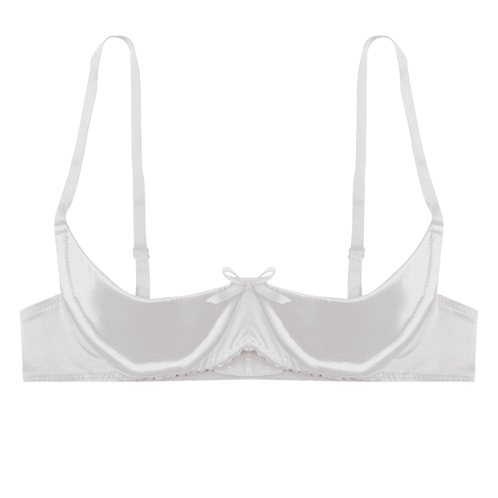 Satin Underwire Half-Cup Push-Up Bra