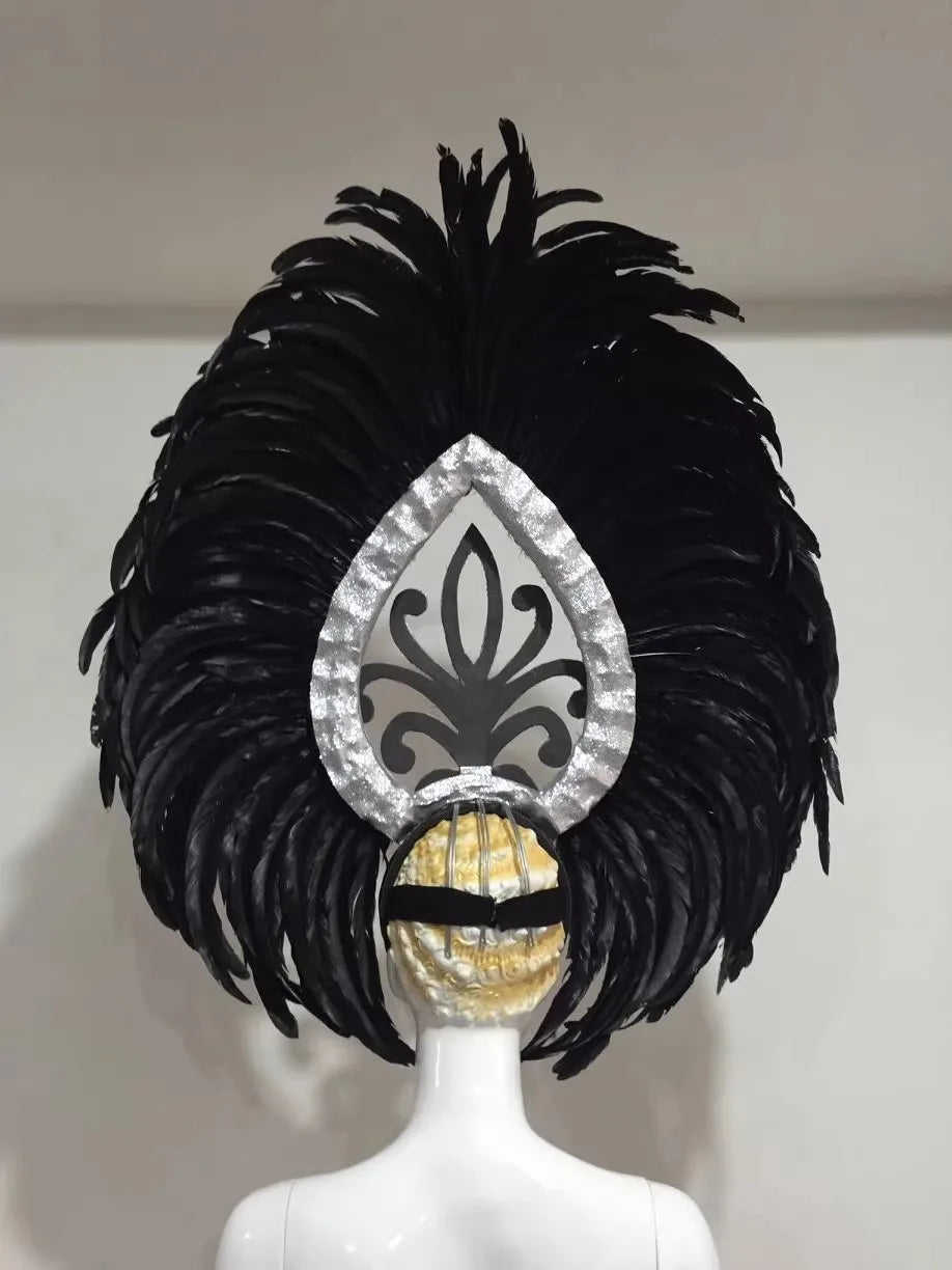 The Stardust Wings of Radiance – Deluxe Feathered Samba & Carnival Crown